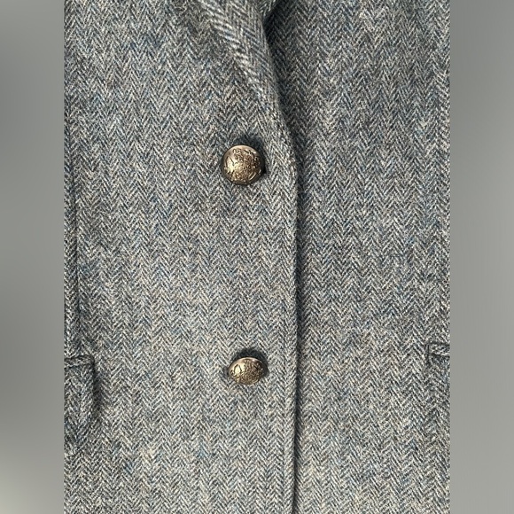 Talbots Blue Herringbone Blazer Size L/XL Wool Blend Jacket Horses Liner Academi - Picture 4 of 10